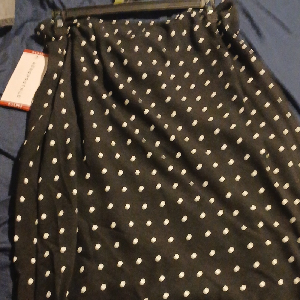 Aeropostale Black and White Polka Dot Midi Skirt
